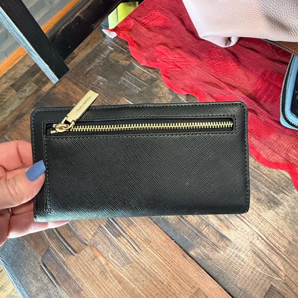 Kate Spade Black Wallet with Gold Zipper